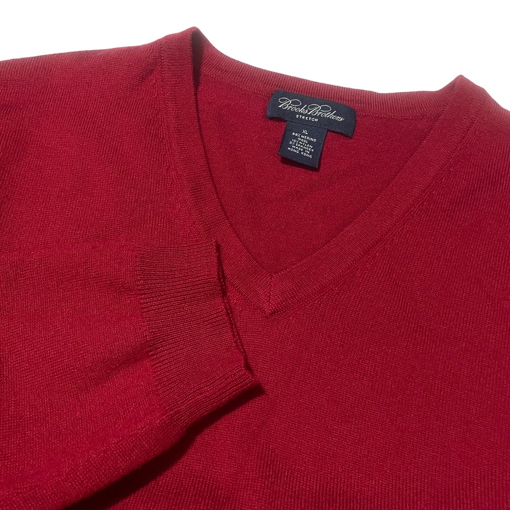 Brooks Brothers XL Red V-neck Sweater‎ Wool Blend